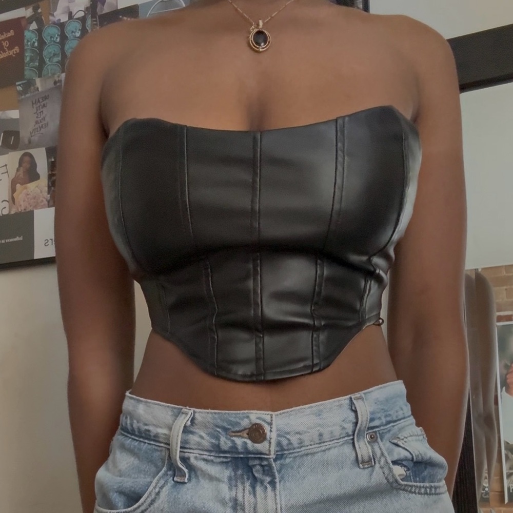 Urban Outfitters Black Leather Corset Top